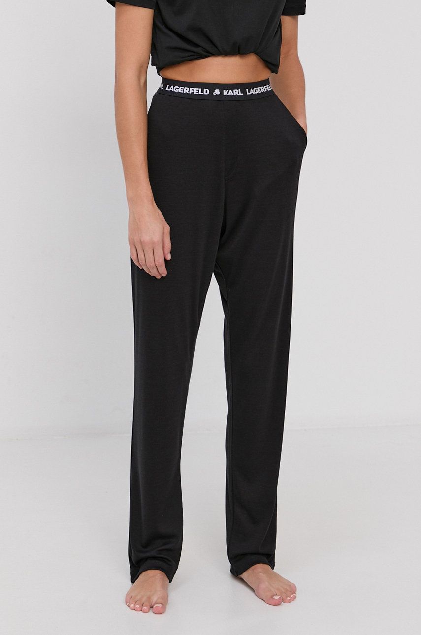 Karl Lagerfeld Pantaloni de pijama femei, culoarea negru answear.ro