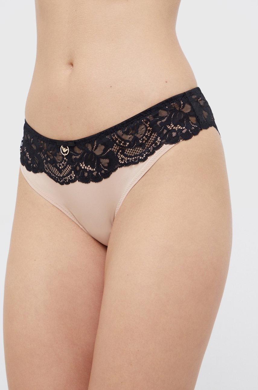 

Бикини тип бразилиана Emporio Armani Underwear в жълто от полупрозрачна материя, Бежов