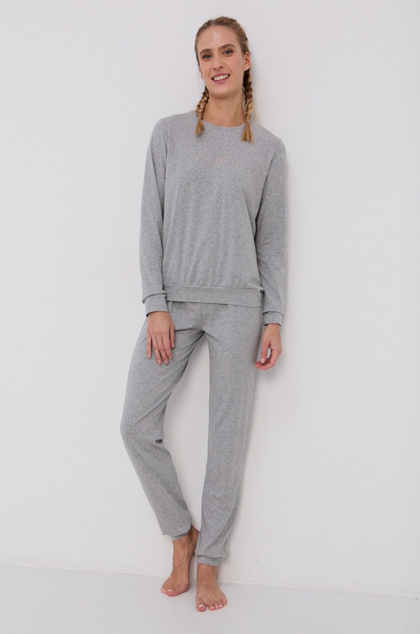 Emporio armani underwear compleu pijama culoarea gri
