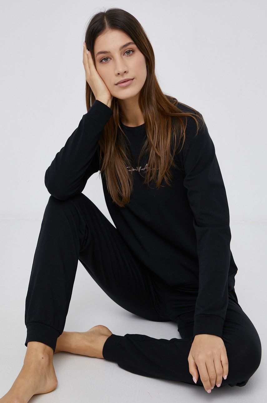 Emporio Armani Underwear Compleu pijama culoarea negru answear imagine noua