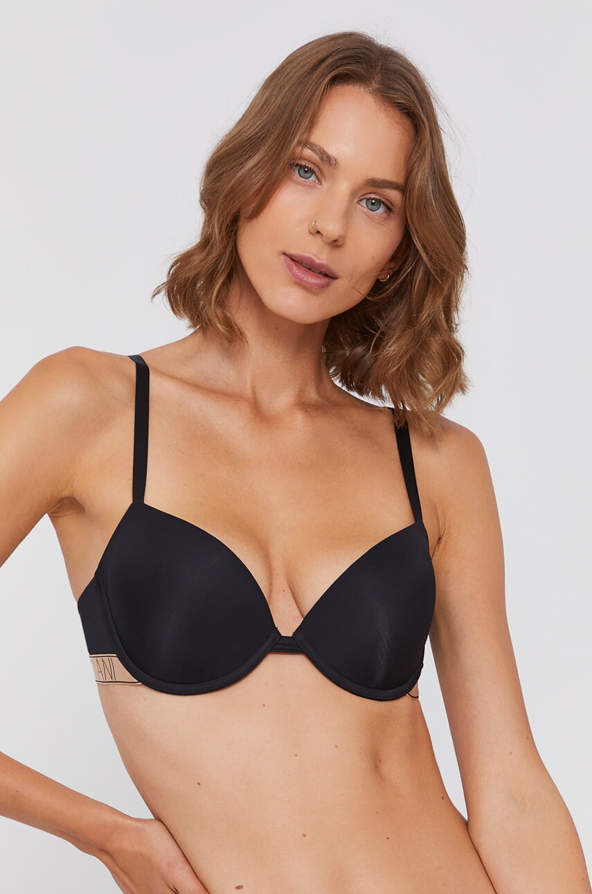 Emporio armani underwear sutien modular culoarea negru, material neted