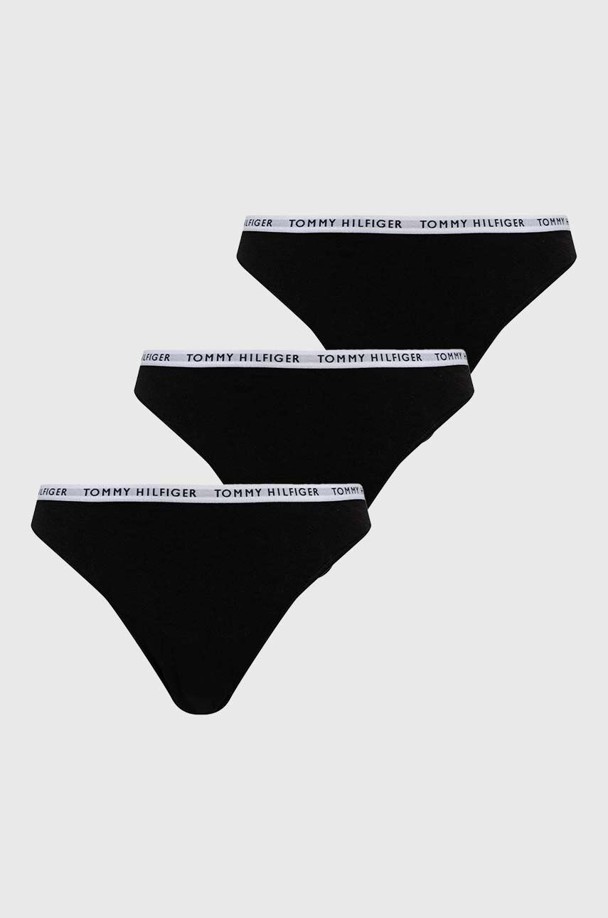 Levně Kalhotky Tommy Hilfiger (3-pack) černá barva, UW0UW02828