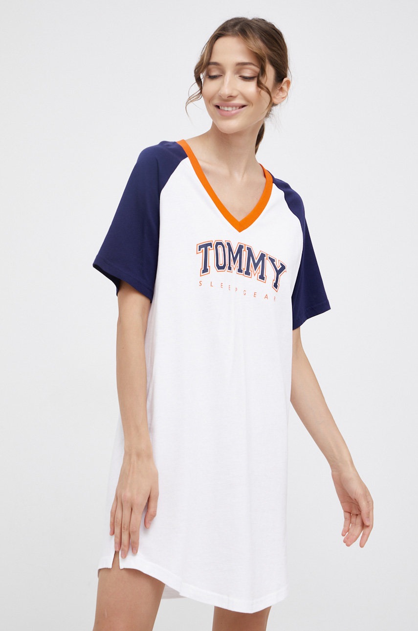 

Нощница Tommy Hilfiger дамска в тъмносиньо от памук, Тъмносин