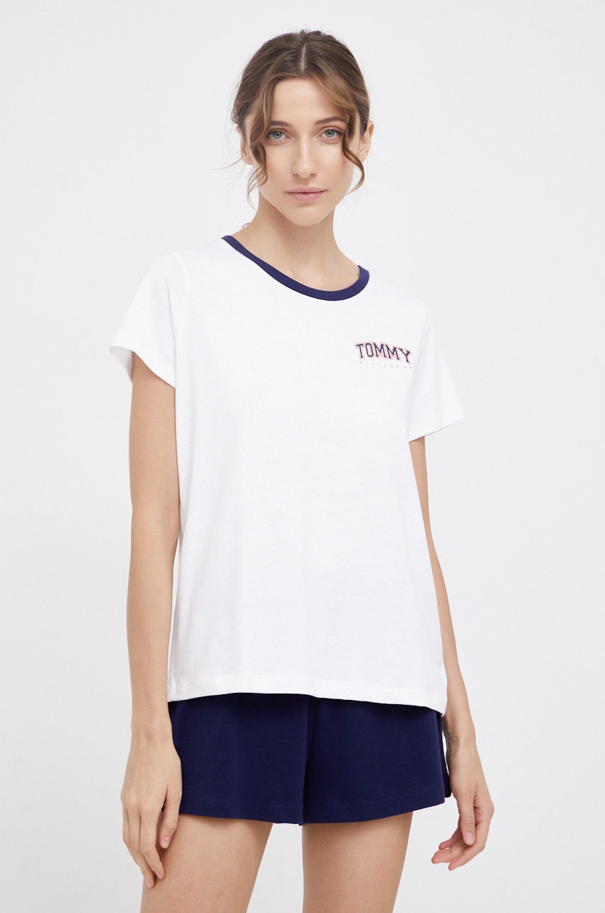 

Пижама Tommy Hilfiger дамска в бяло от памук, Бял