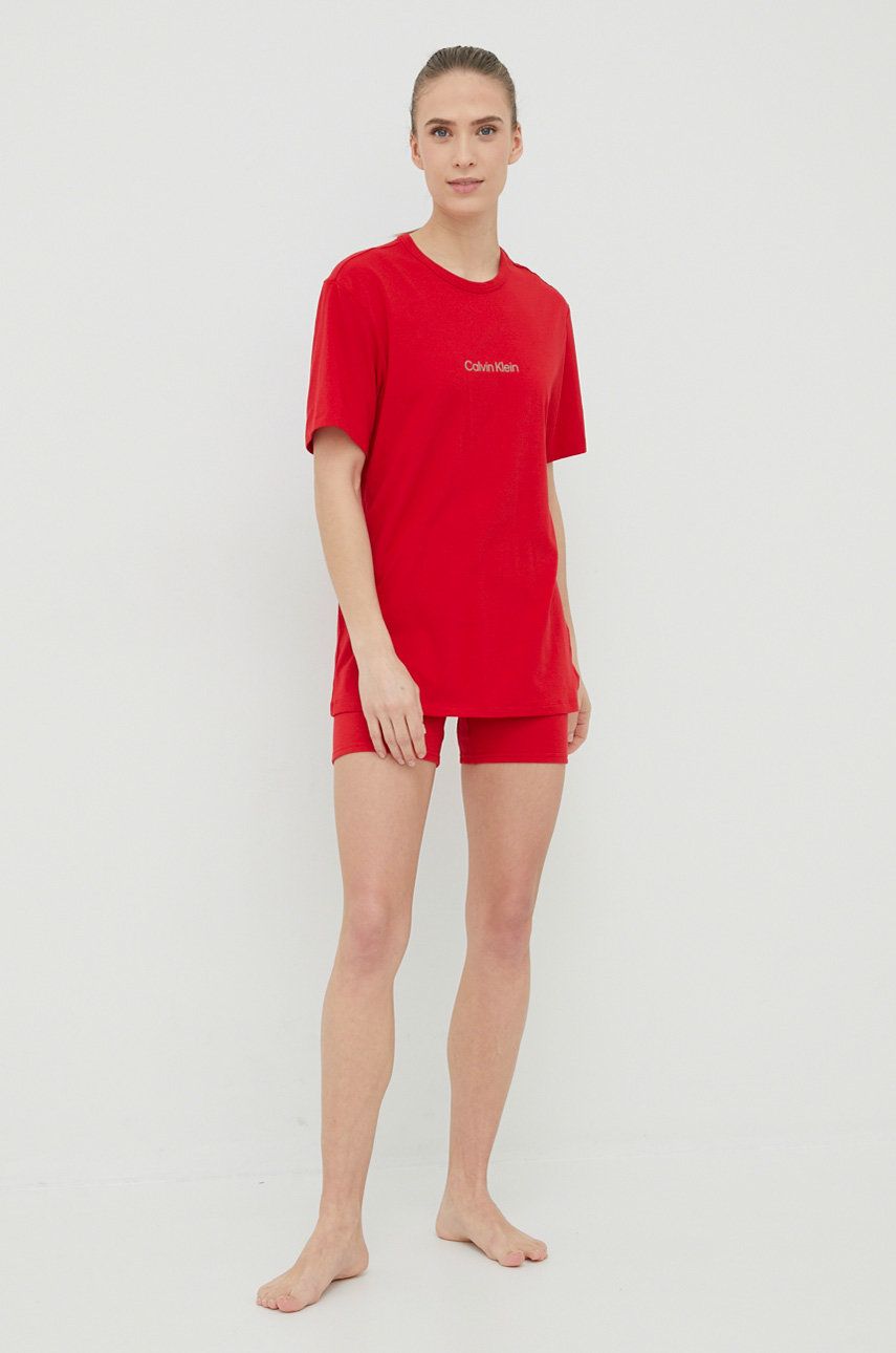 Calvin Klein Underwear Piżama damska kolor bordowy