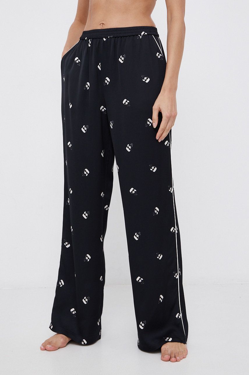 Karl Lagerfeld Spodnie piżamowe 216W2104 damskie kolor czarny