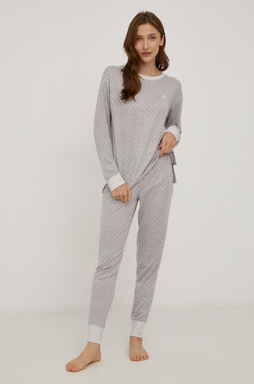 

Пижама Lauren Ralph Lauren дамска в сиво, Сив