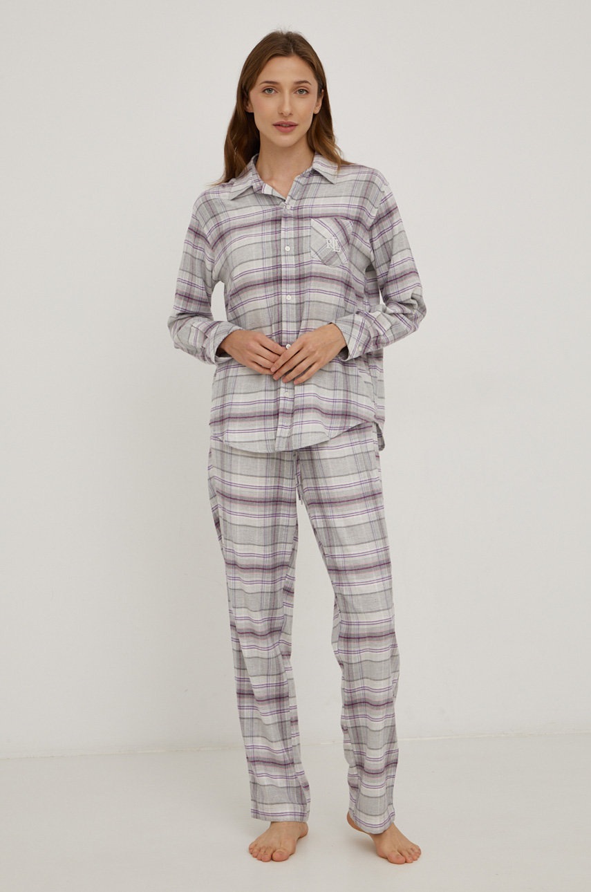 

Пижама Lauren Ralph Lauren дамска в сиво, Сив
