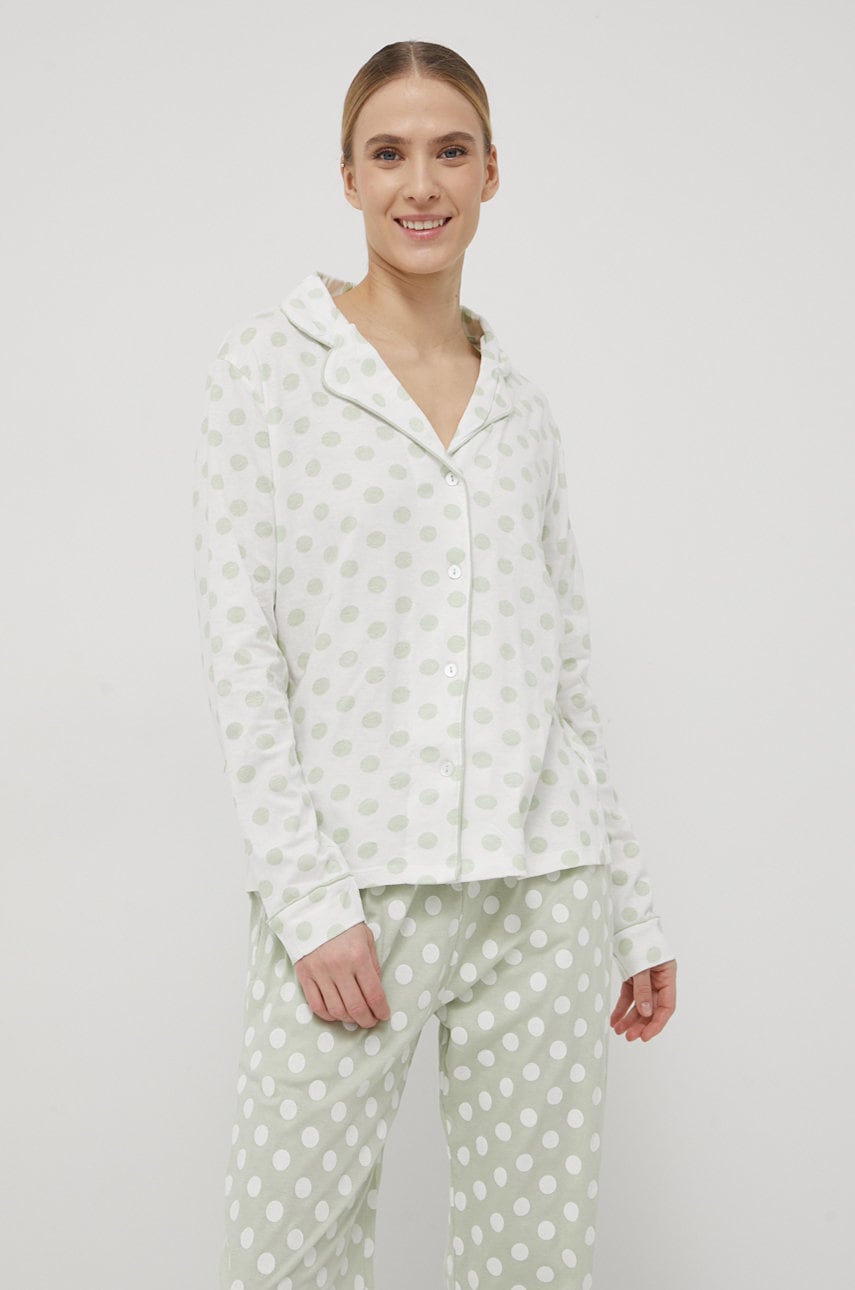 Brave soul compleu pijama culoarea verde, bumbac