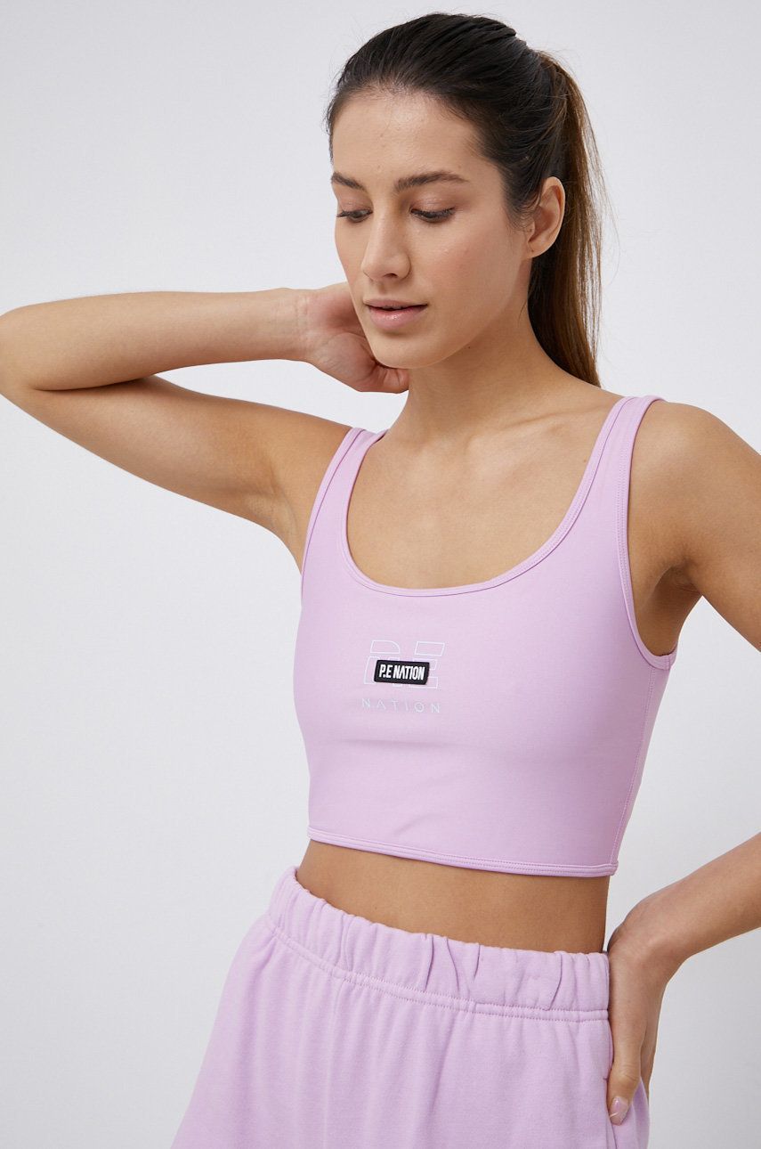 P.E Nation Sutien sport culoarea roz, material neted answear imagine noua