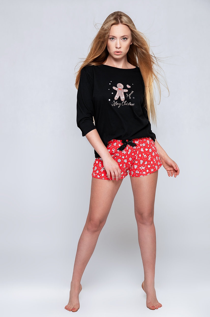 Sensis Pijama Marie culoarea negru, bumbac