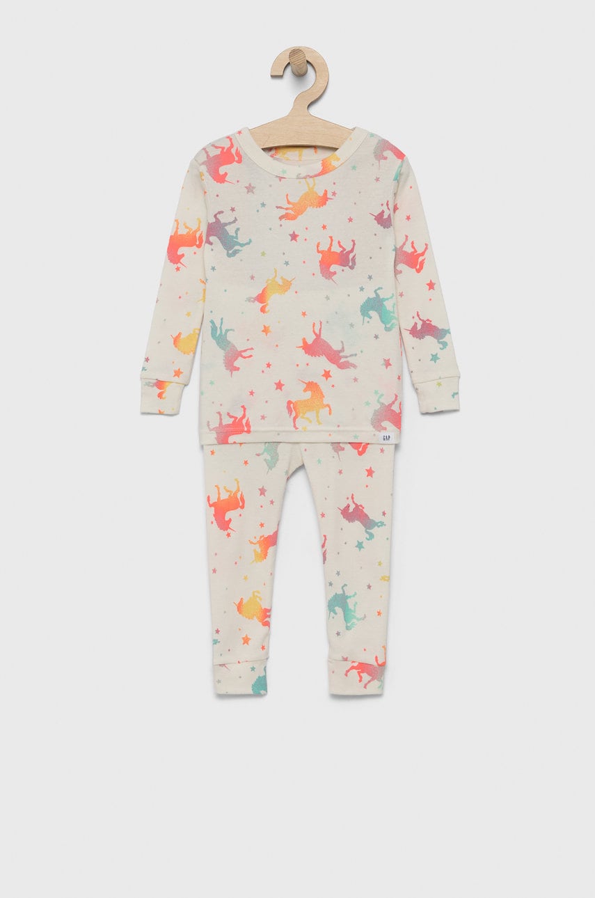 Gap pijamale de bumbac pentru copii culoarea crem, modelator