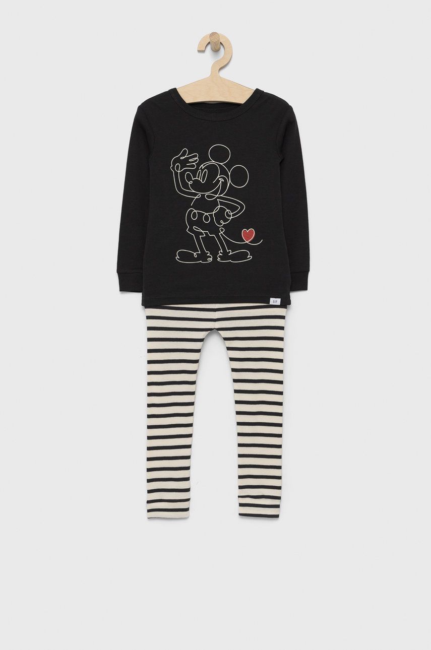 GAP piżama bawełniana dziecięca x Disney kolor czarny z nadrukiem