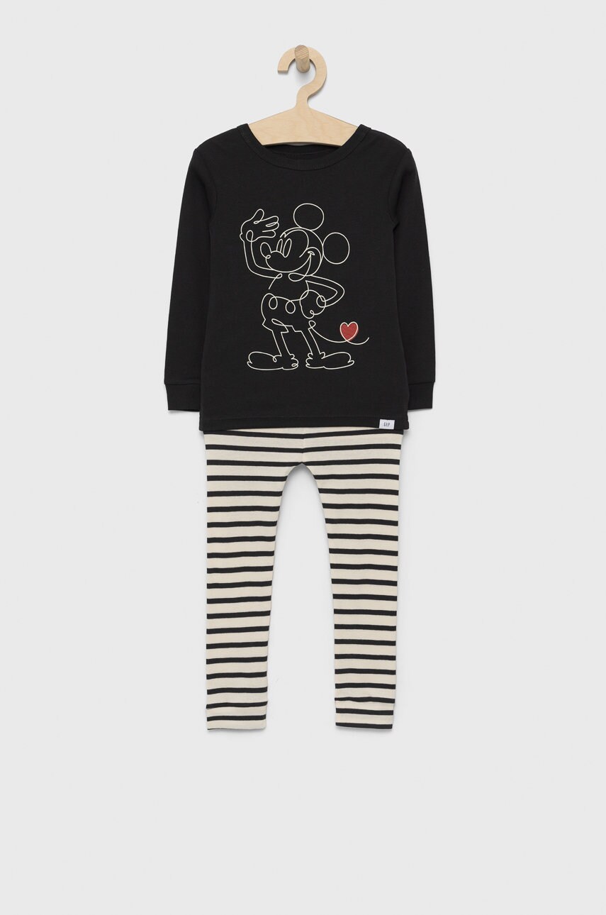 Gap pijamale de bumbac pentru copii culoarea negru, cu imprimeu