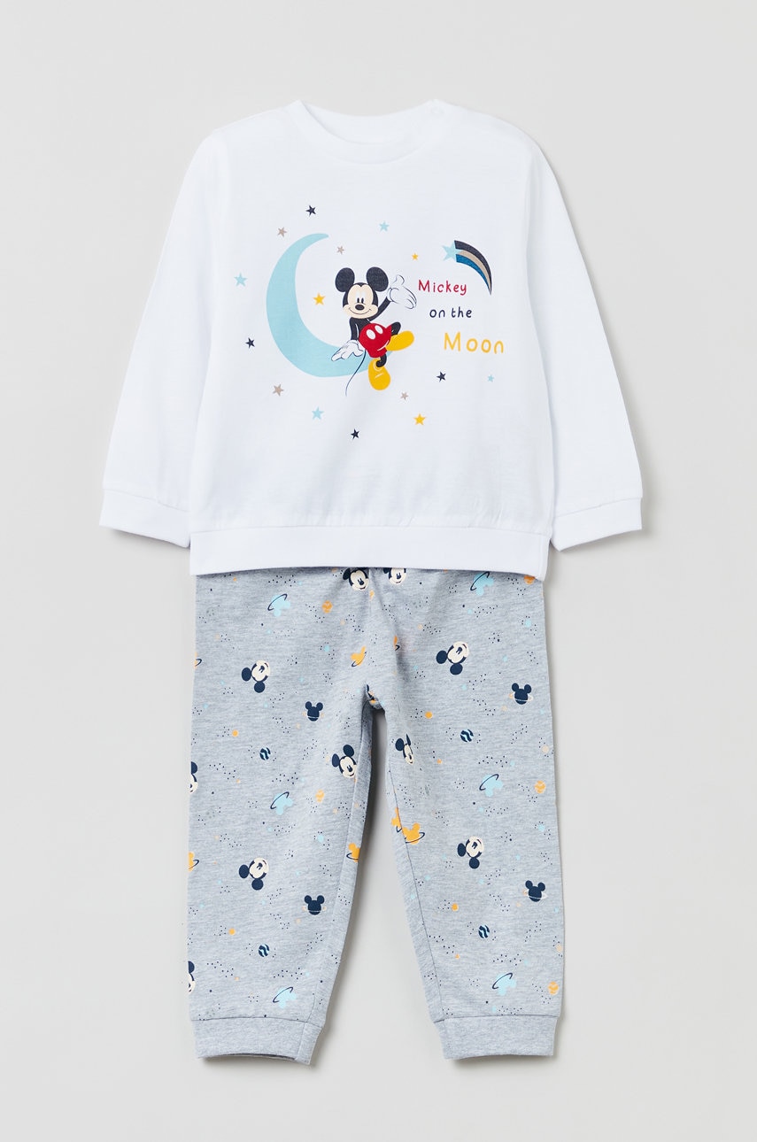 OVS pijama copii culoarea alb, modelator