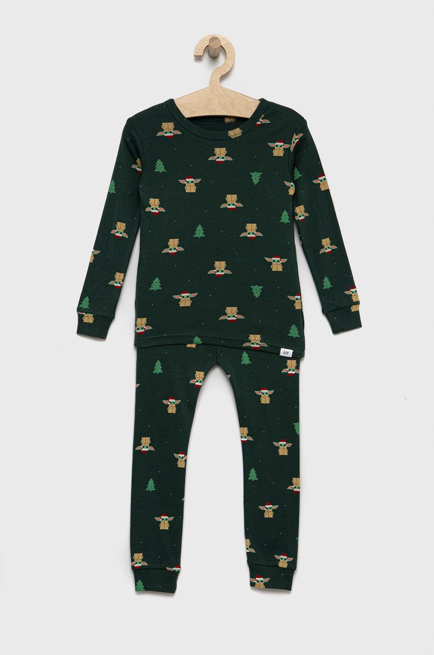 GAP Pijamale de bumbac pentru copii x Star Wars culoarea verde, modelator