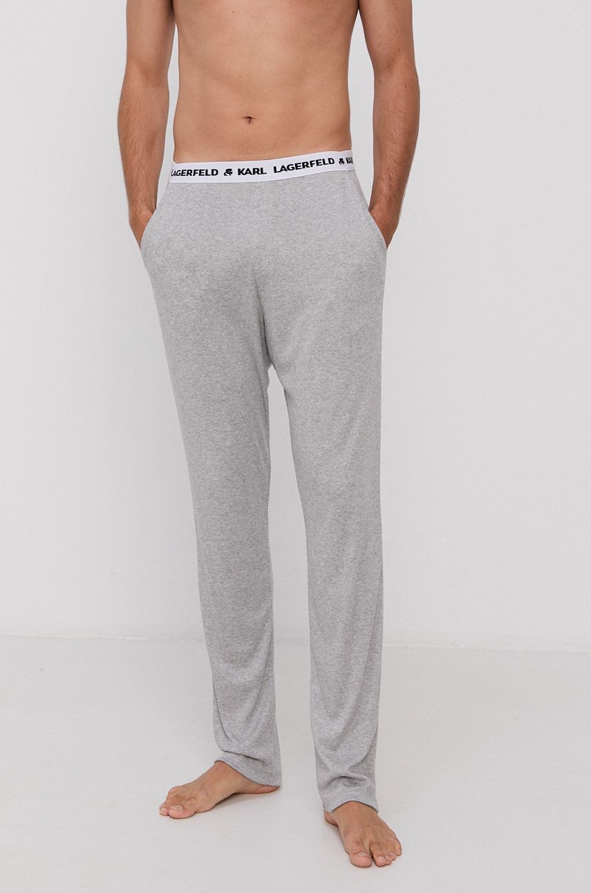 Pyžamové kalhoty Karl Lagerfeld pánské, šedá barva - šedá -  Hlavní materiál: 67 % Lyocell TENC