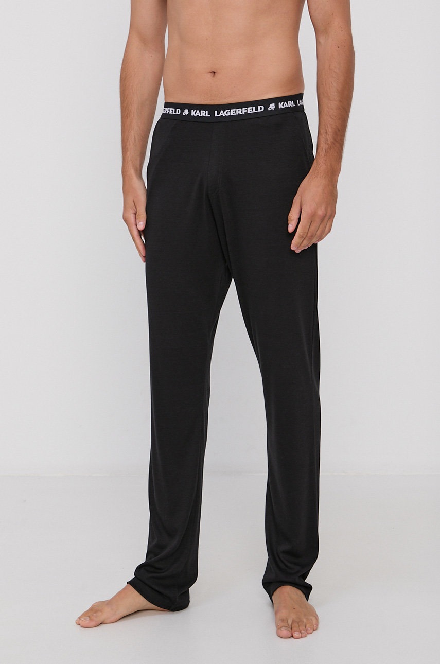 Karl Lagerfeld Pantaloni De Pijama Barbati, Culoarea Negru, Material Neted