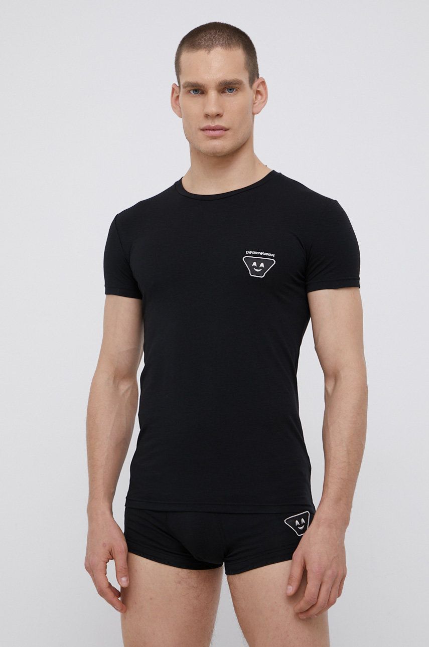 Emporio Armani Underwear Piżama męska kolor czarny z aplikacją