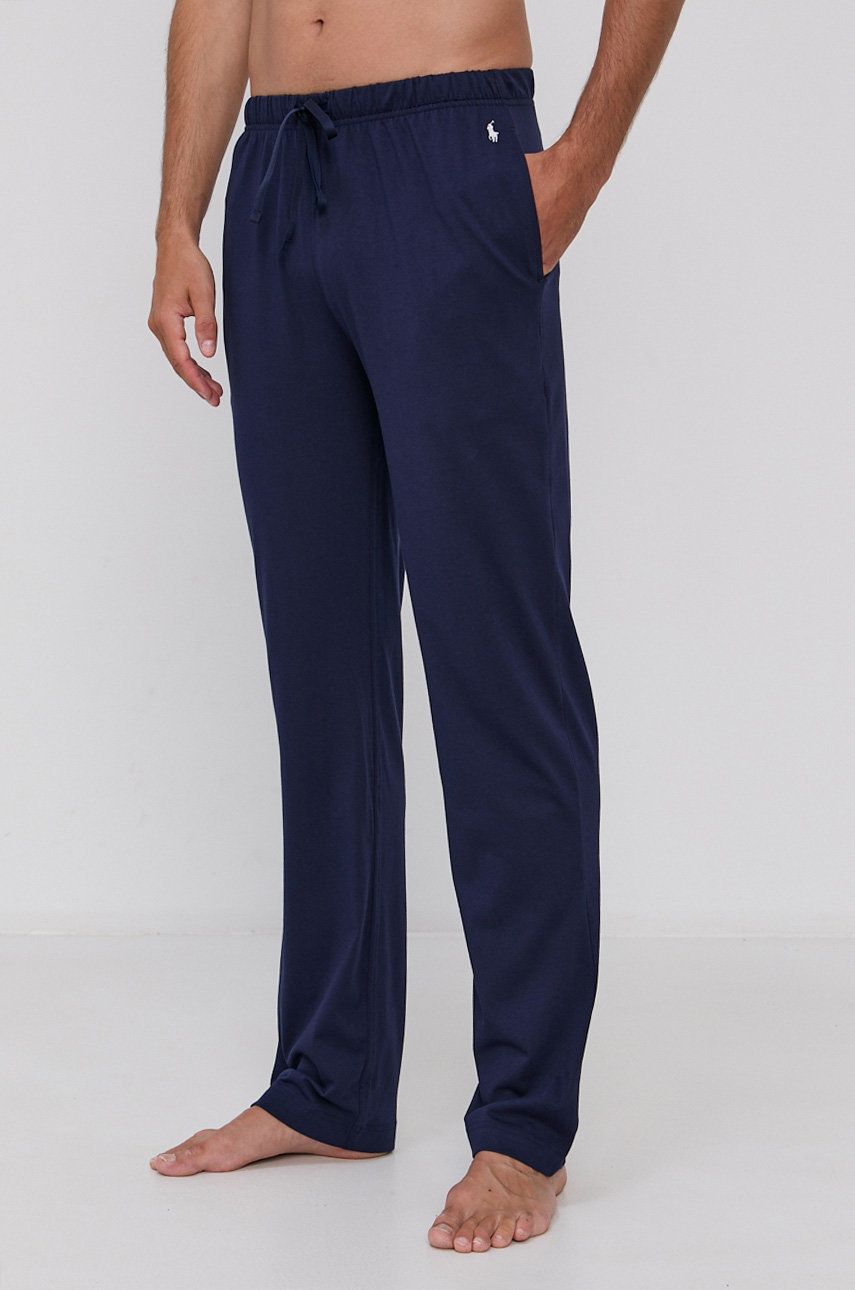 Pyžamové kalhoty Polo Ralph Lauren pánské, tmavomodrá barva, hladké - námořnická modř -  100% B
