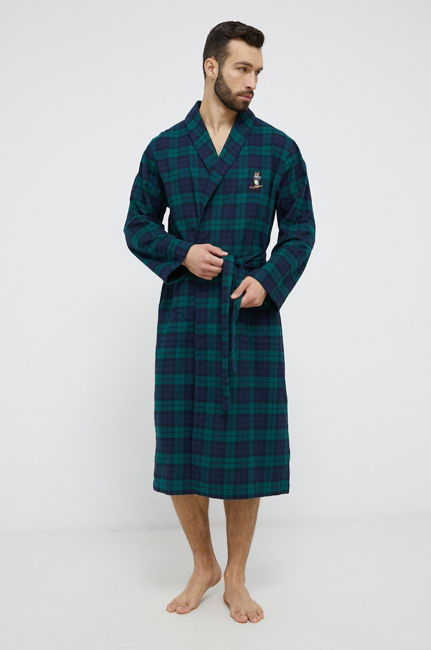 

Памучен халат Polo Ralph Lauren в зелено, Зелен