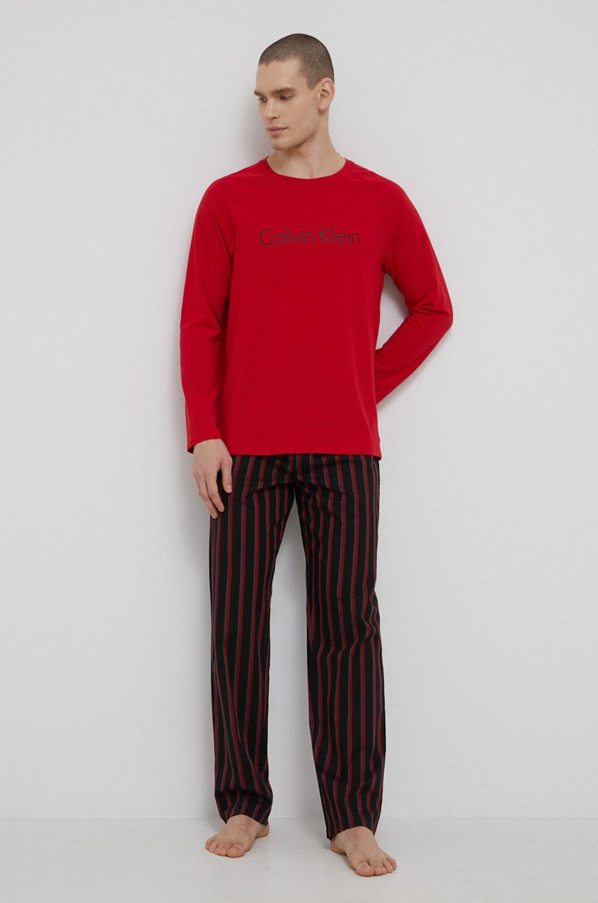 Calvin Klein Underwear piżama męska kolor czerwony wzorzysta