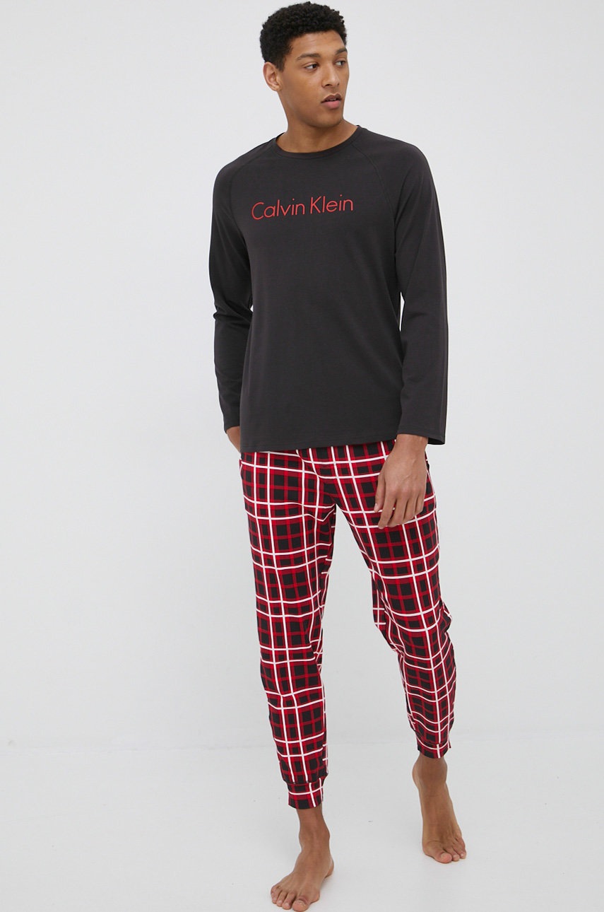 

Пижама Calvin Klein Underwear мъжка в черно с десен, Черен