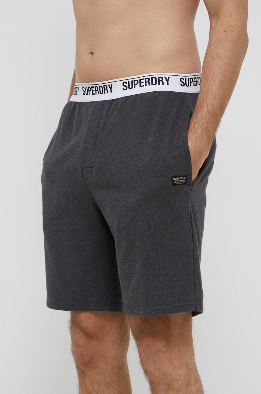 

Късо долнище на пижама Superdry мъжко в меланж на сиво, Сив