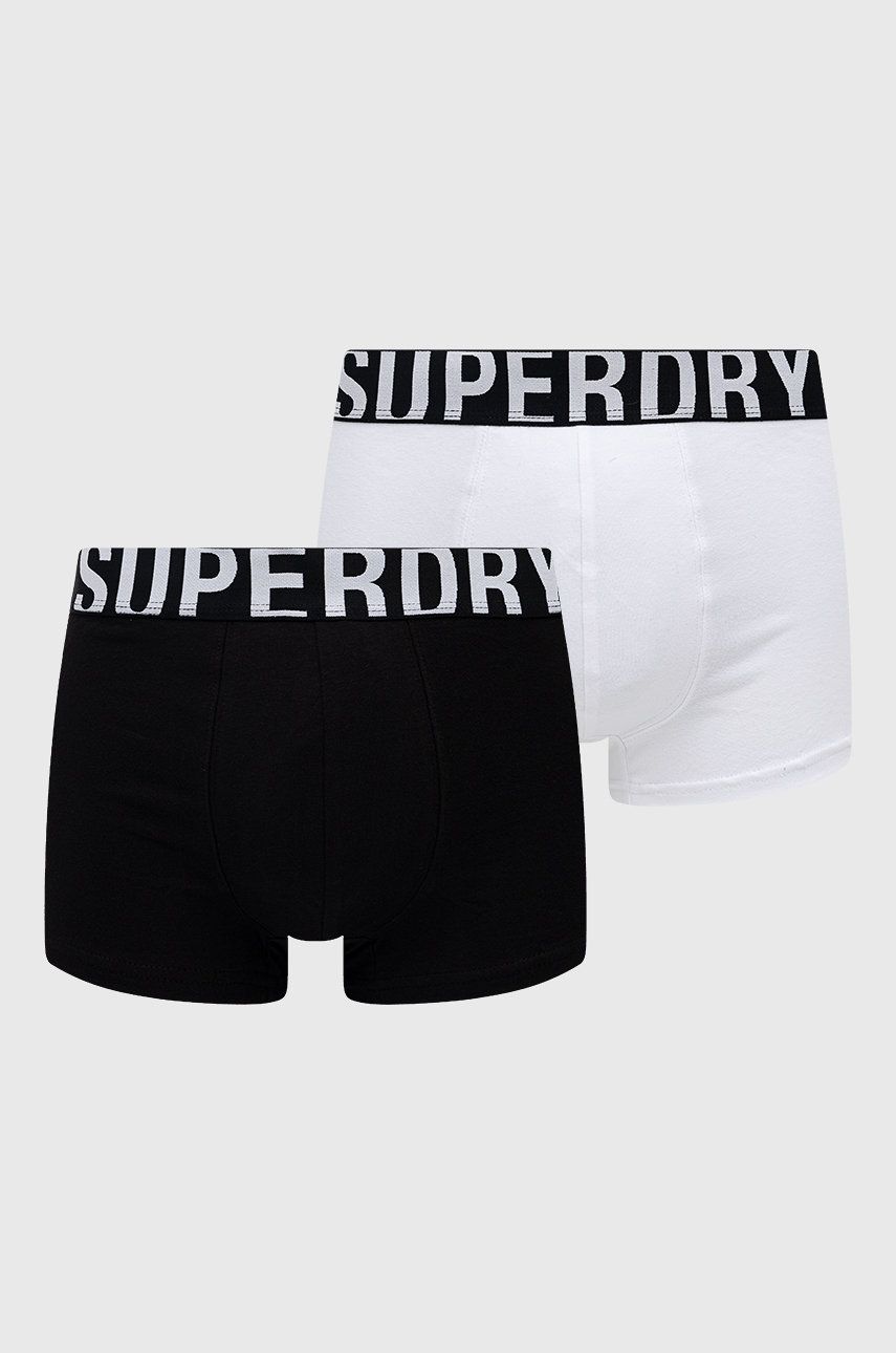 Boxerky Superdry (2-pack) bílá barva - bílá -  95% Bavlna