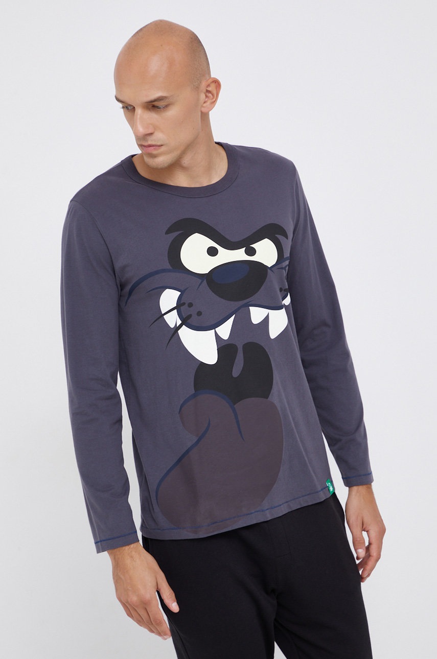 

United Colors of Benetton - Памучна пижама с дълги ръкави x Looney Tunes, Сив