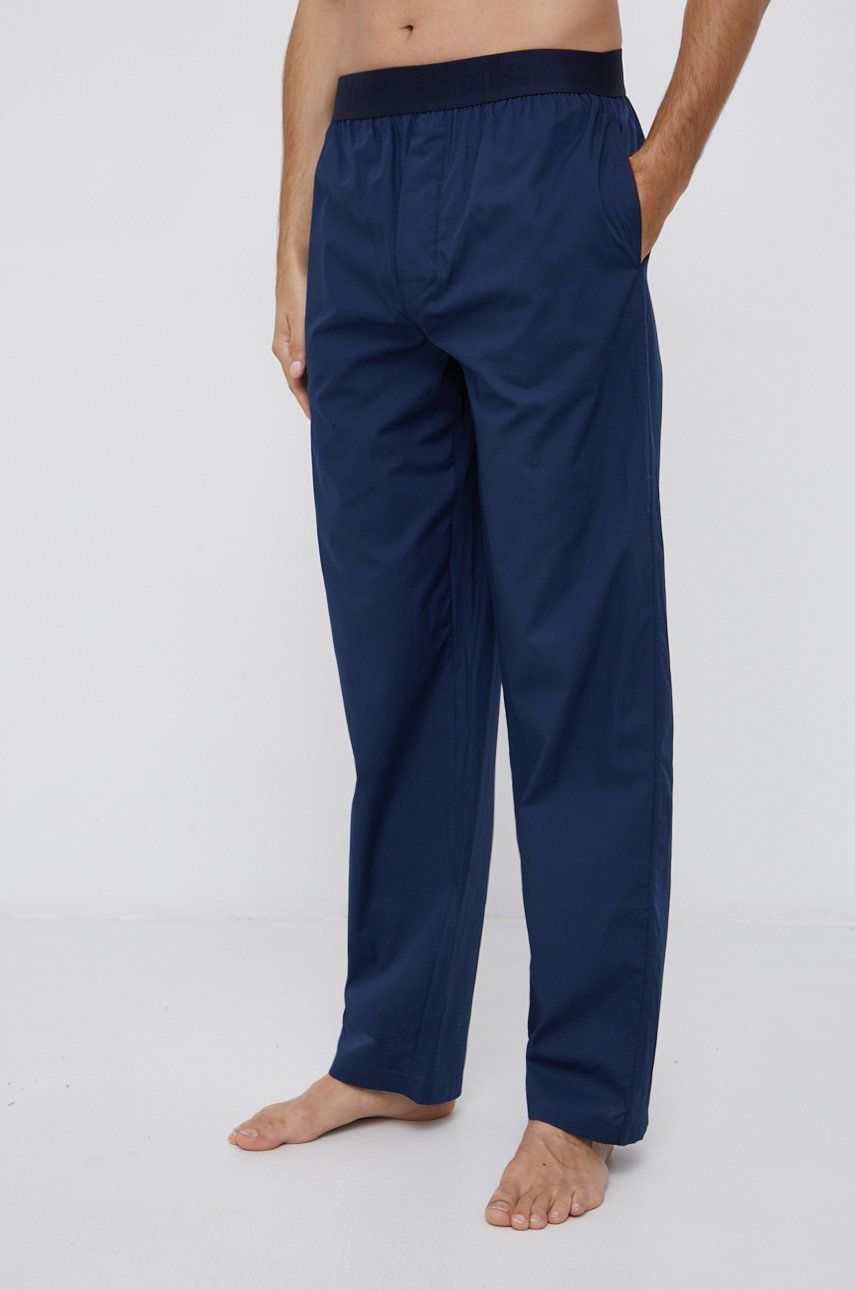 Pyžamové kalhoty Resteröds pánské, tmavomodrá barva, hladké - námořnická modř -  100% Bavlna