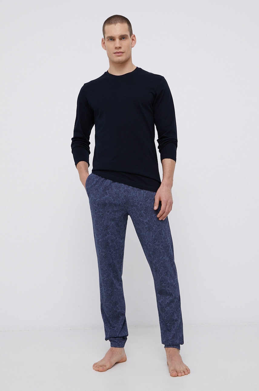 John Frank Pijama bărbați, culoarea albastru marin, modelator