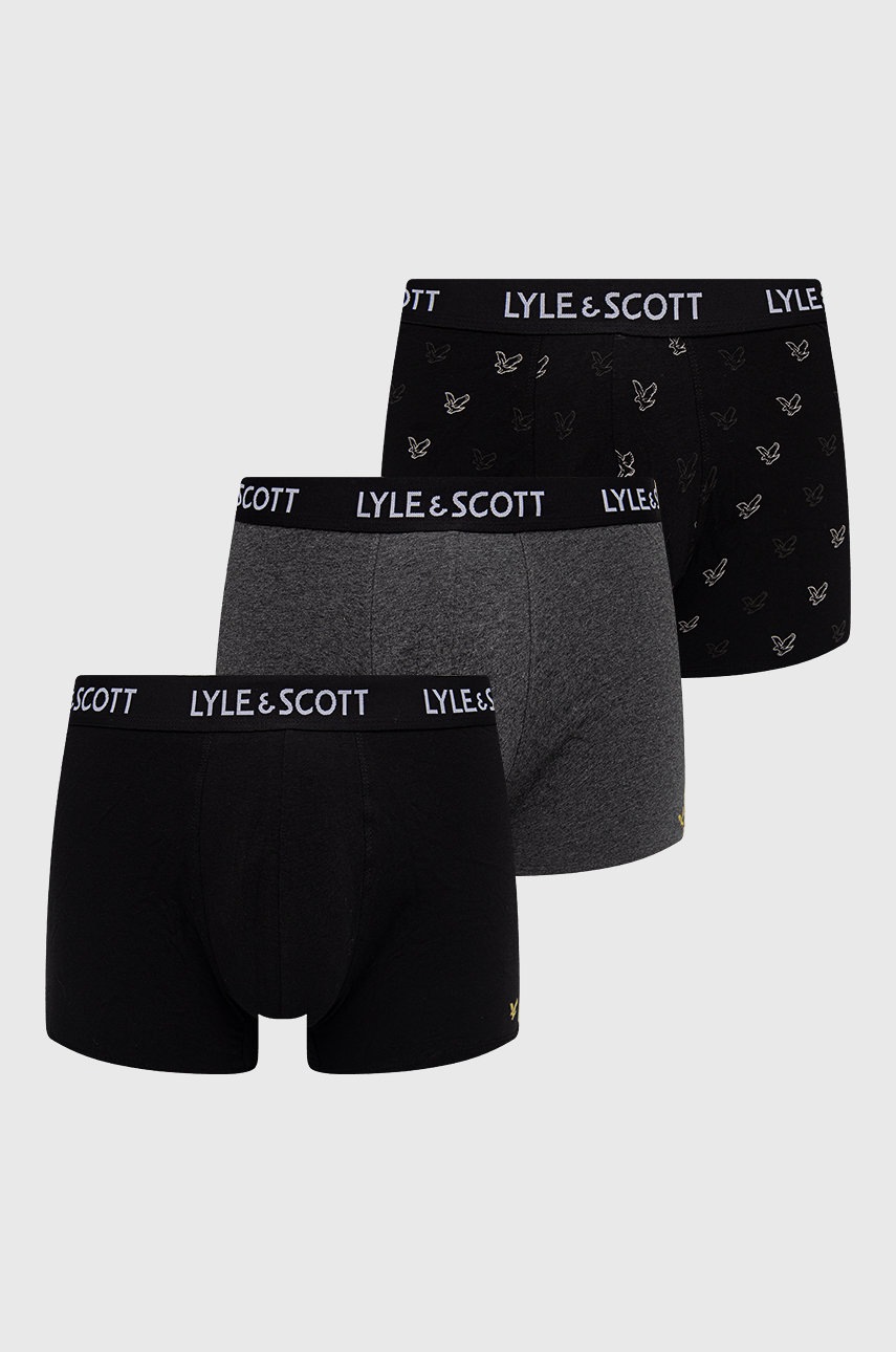 

Боксерки Lyle & Scott (3 чифта) в черно, Черен
