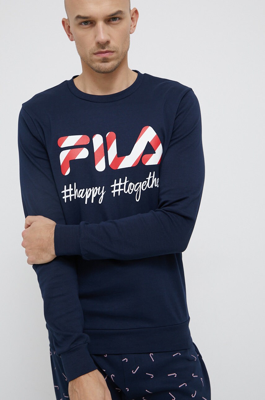 

Хлопковая пижама Fila цвет синий с узором