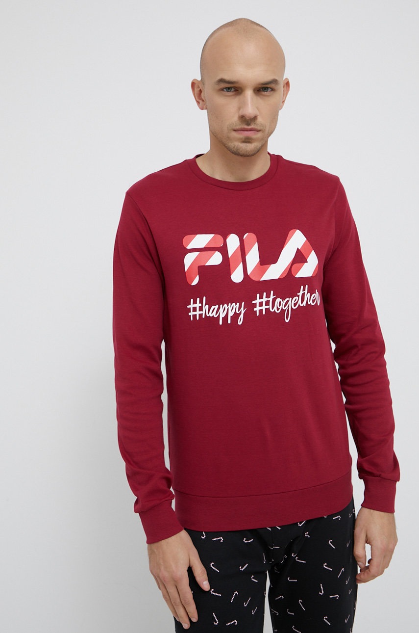 

Хлопковая пижама Fila цвет чёрный с узором