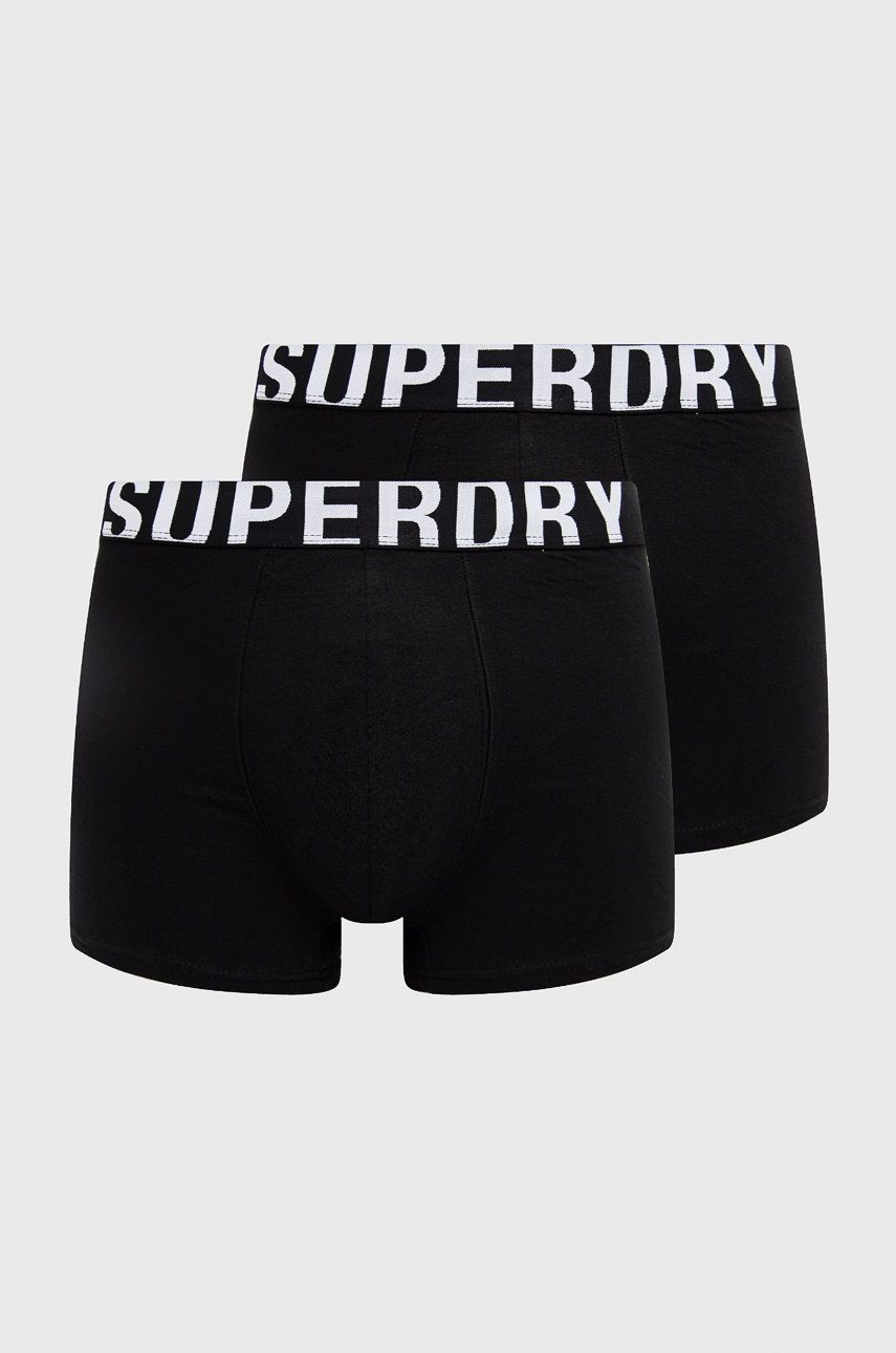Boxerky Superdry (2-pack) černá barva - černá -  95% Bavlna