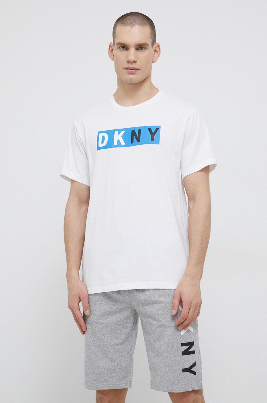 Dkny Tricou de pijama culoarea alb, cu imprimeu