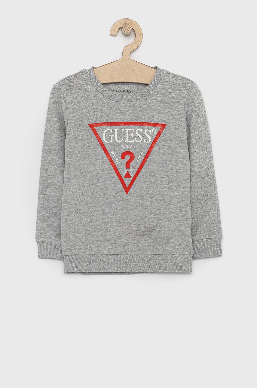 Guess Bluza dziecięca kolor szary z nadrukiem