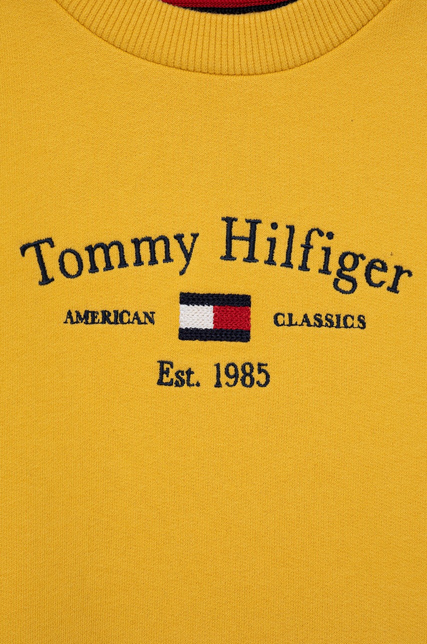 

Детская хлопковая кофта Tommy Hilfiger цвет жёлтый с аппликацией