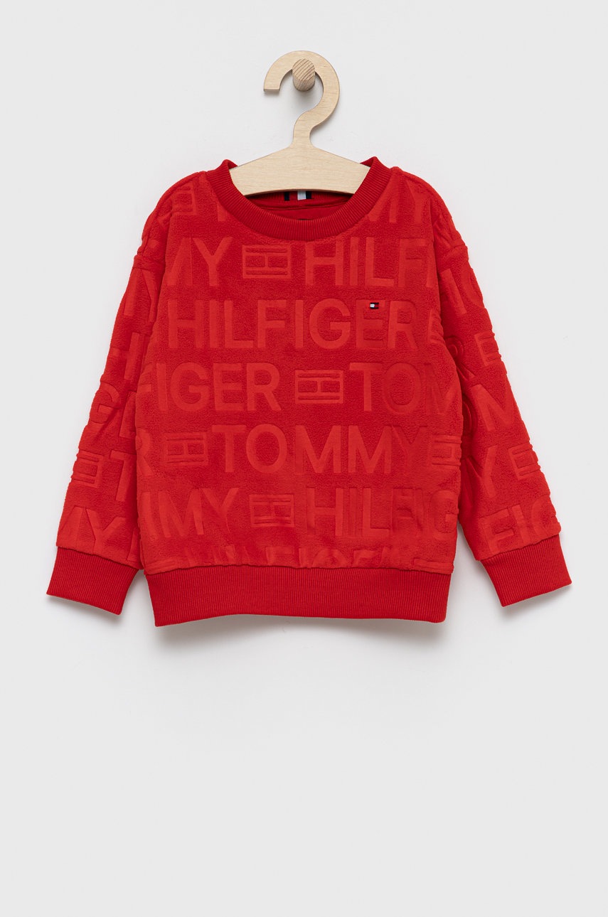 

Детски суичър Tommy Hilfiger в червено с десен, Червен