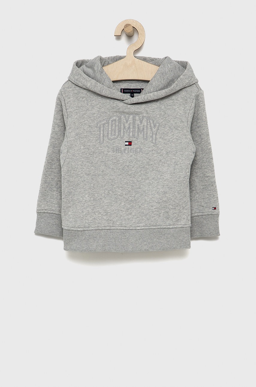 

Детски суичър Tommy Hilfiger в сиво с апликация, Сив