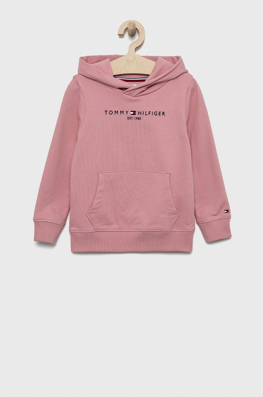 

Детски памучен суичър Tommy Hilfiger в розово с апликация, Розов