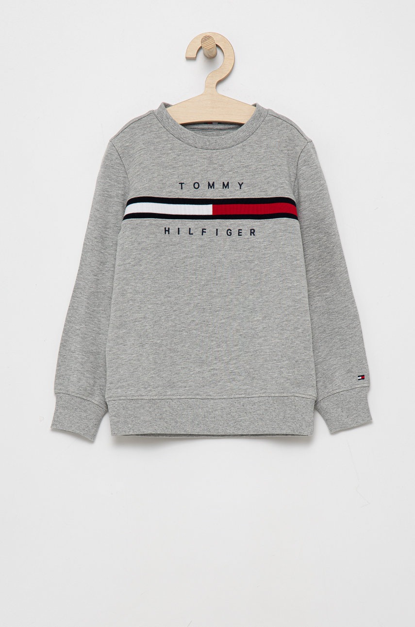 

Детски суичър Tommy Hilfiger в сиво с апликация, Сив