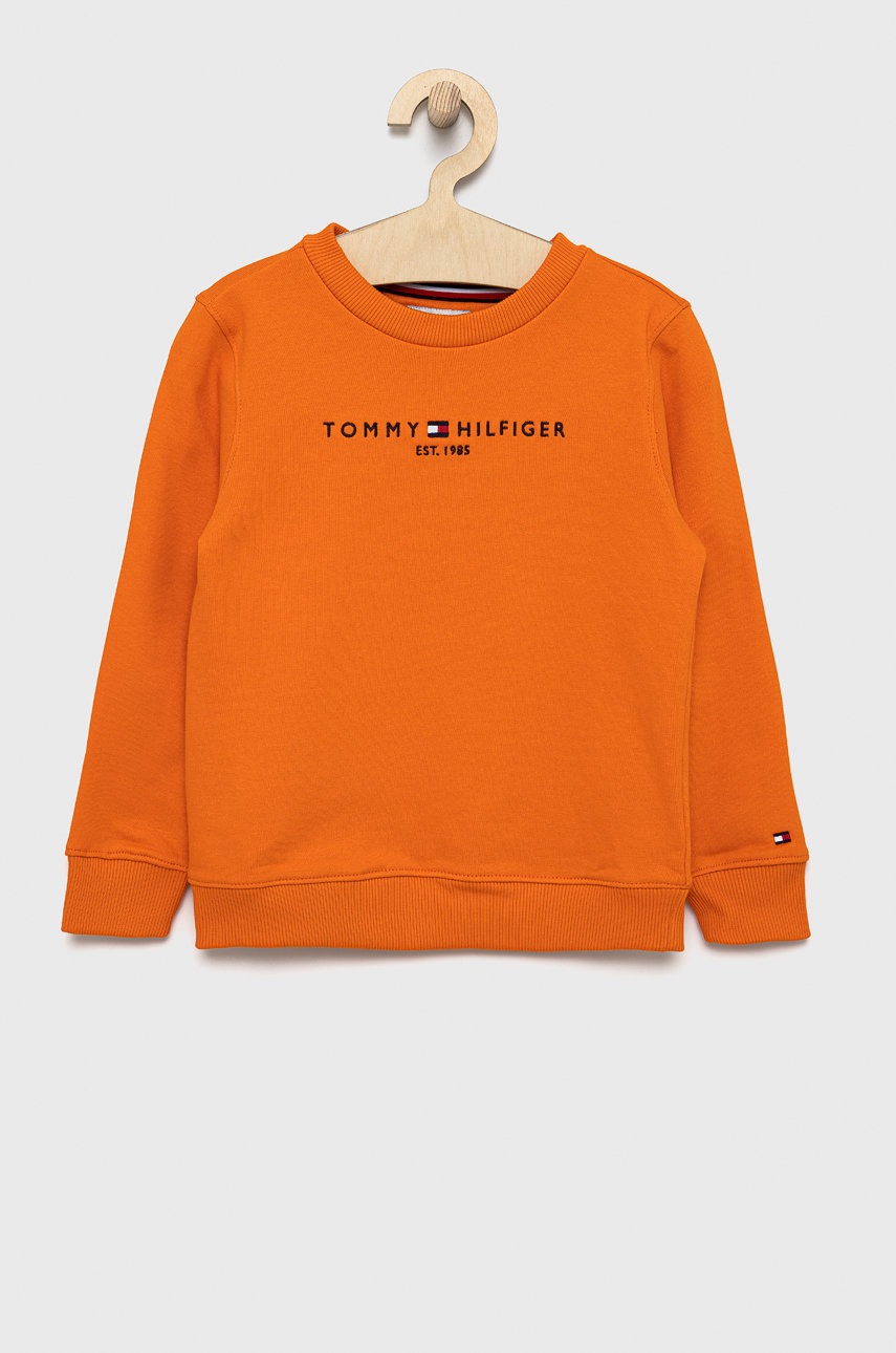 

Детски памучен суичър Tommy Hilfiger в оранжево с апликация, Оранжев