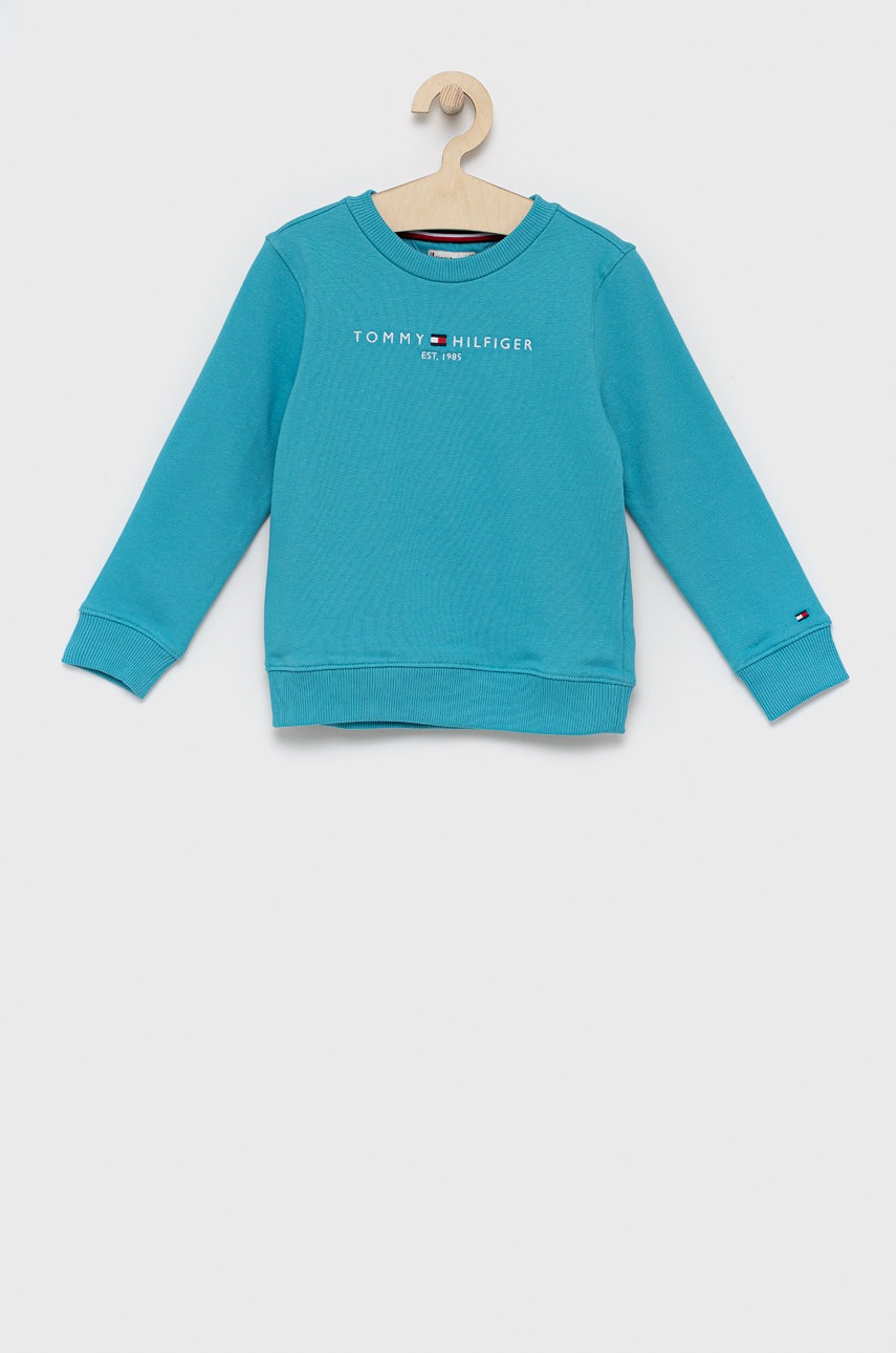 

Детски памучен суичър Tommy Hilfiger с апликация, Син