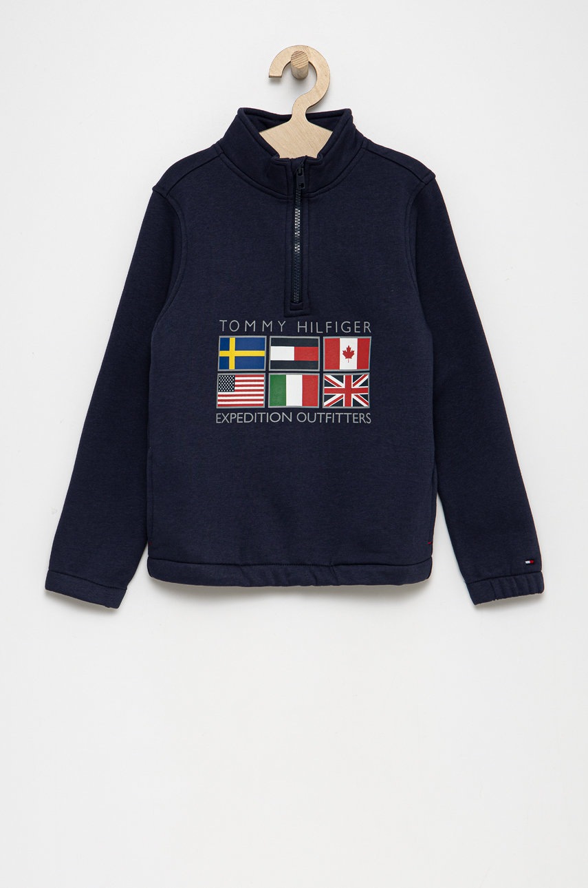 

Детски суичър Tommy Hilfiger в тъмносиньо с принт, Тъмносин