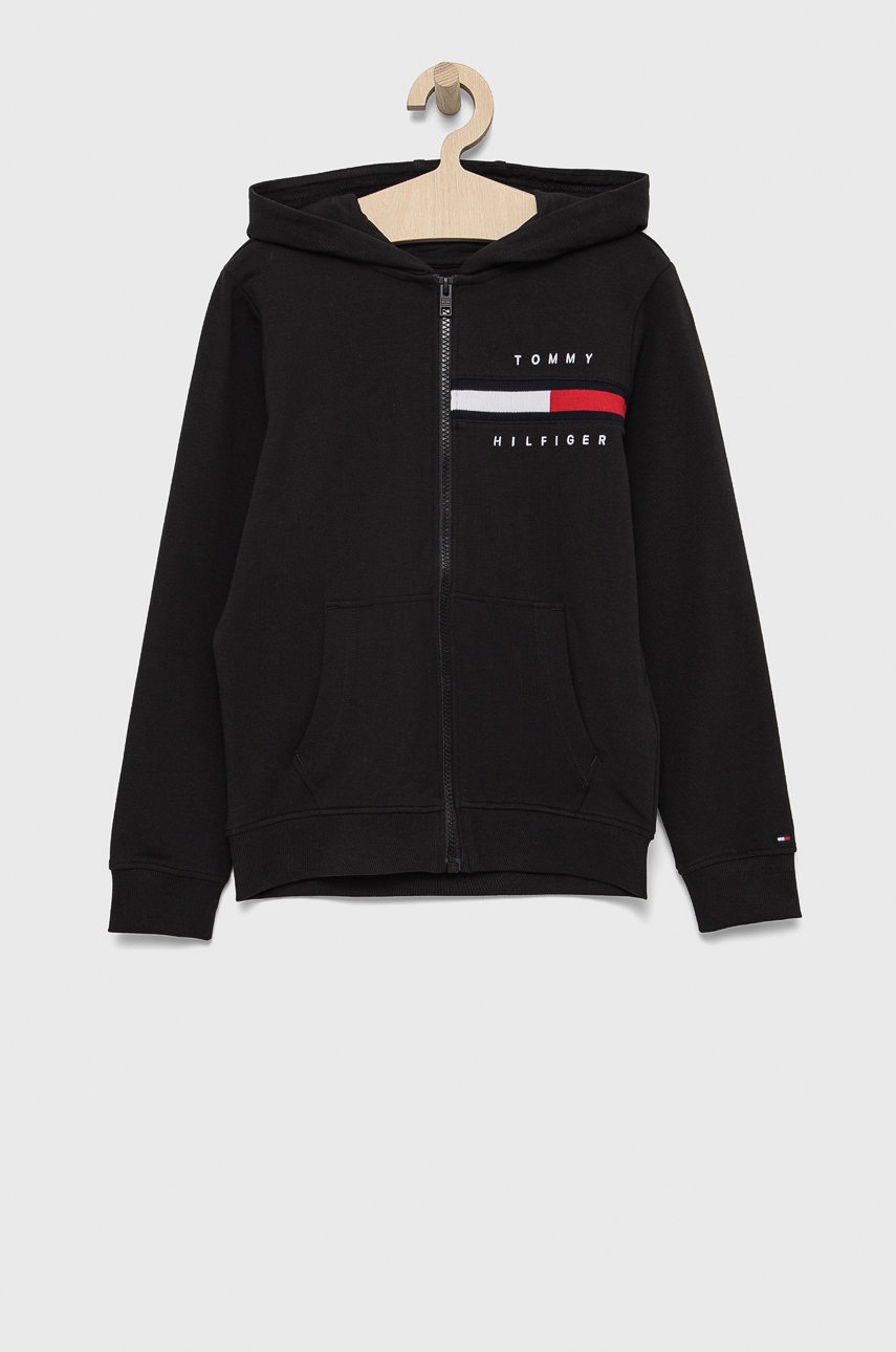 

Детски суичър Tommy Hilfiger в черно с апликация, Черен