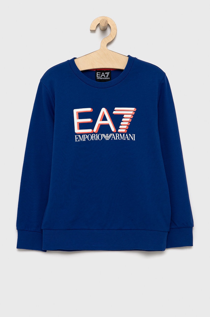 

EA7 Emporio Armani - Детски памучен суичър, Син