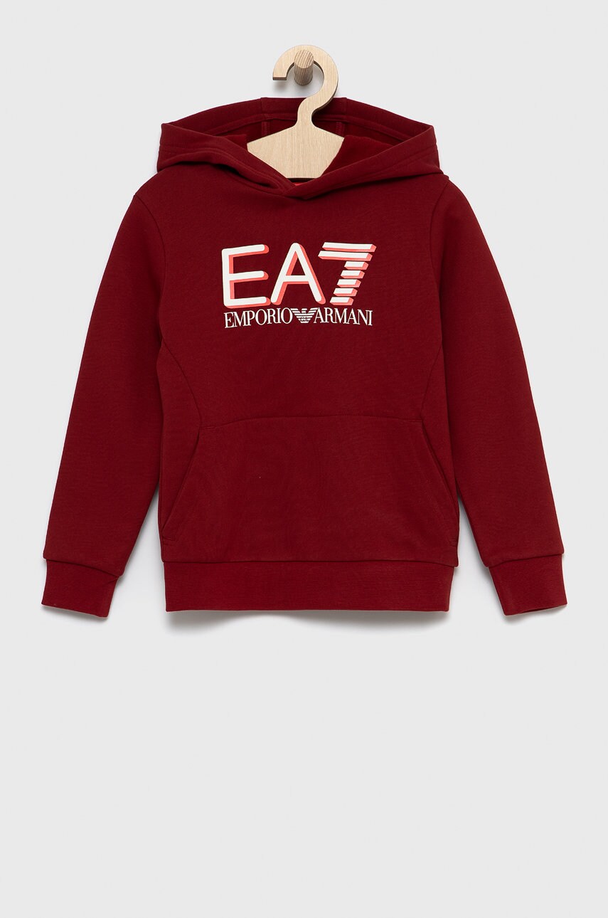 EA7 Emporio Armani bluză copii culoarea rosu, material neted
