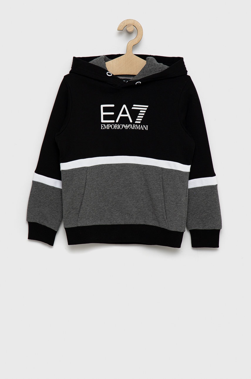 EA7 Emporio Armani bluză copii culoarea negru, modelator